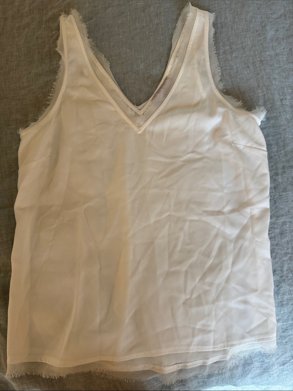 Chelsea28 White V-Neck Lace-Trim Camisole